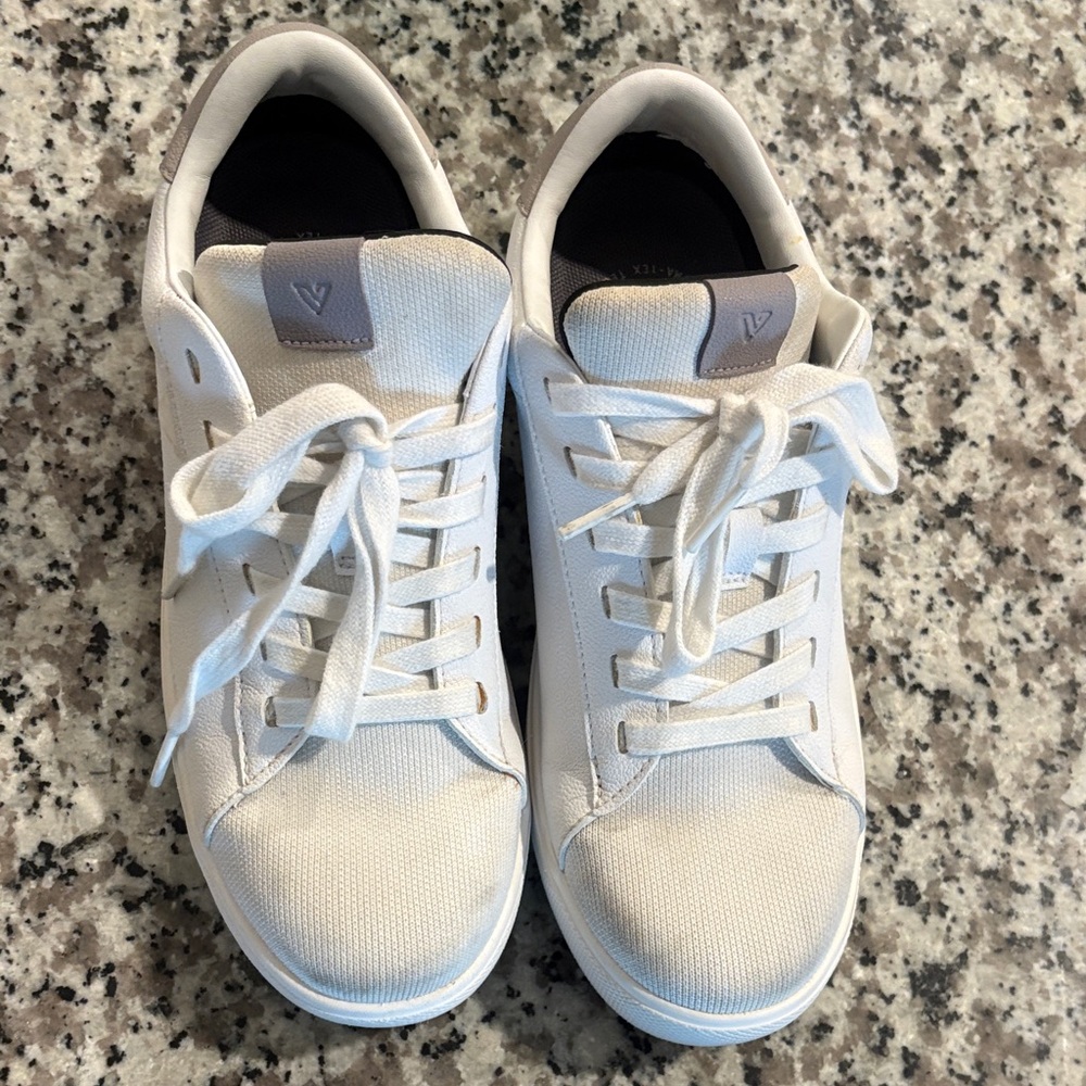 Vessi white and gray sneakers